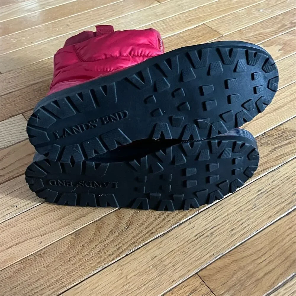 Lands' End Women's Red Suede Fleece Lined Winter Boots Size 6